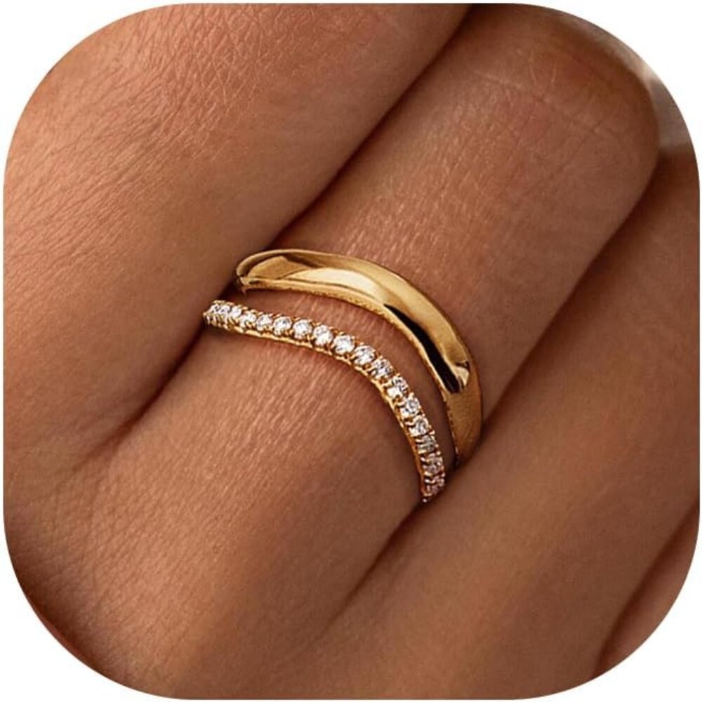 Versatile Chunky Gold Stackable Rings For Women -… - image 1